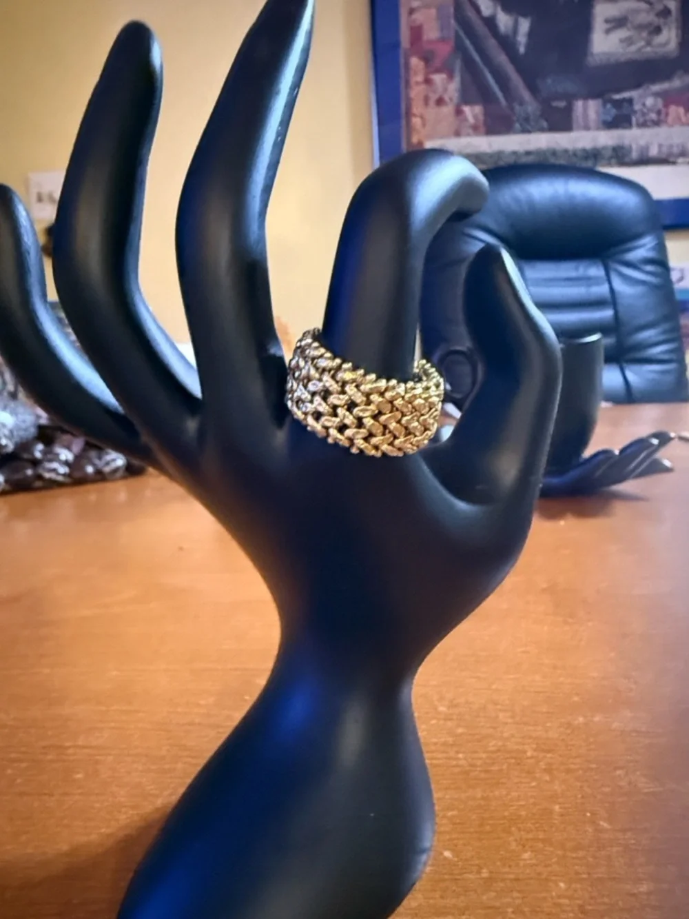 Flexible Wear Braided Gold Ring. Statement Ring for Women - Picture 6 of 16